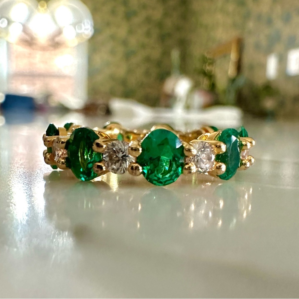 Ross Simons 3.10 ct. t.w. Simulated Emerald and .90 ct. t.w. CZ Eternity…